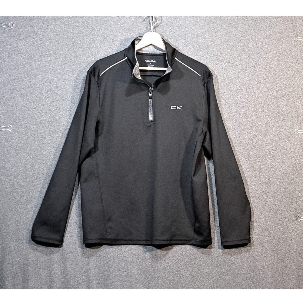 Calvin Klein Mens Black 1/4 Zip Pullover Athletic Jacket Performance Top Size M‎